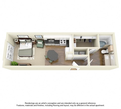 E2 Floor Plan at Villas at Katy Trail Apartments, Dallas, 75201